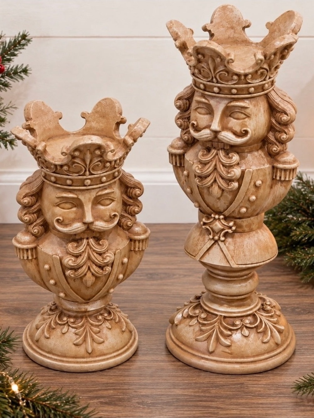 nutcracker Bust Candle Holders - Light Wood  set of 2 holiday time Christmas